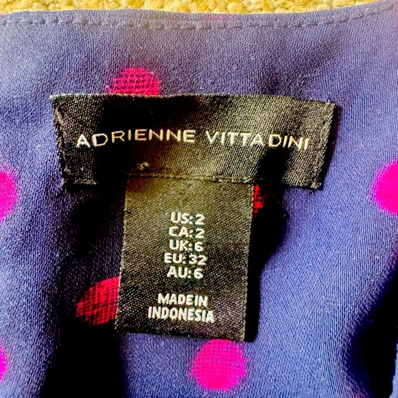 Adrienne Vittadini Dress Size 2 Navy & Pink Polka Dot Shift Sleeveless casual - Picture 11 of 12